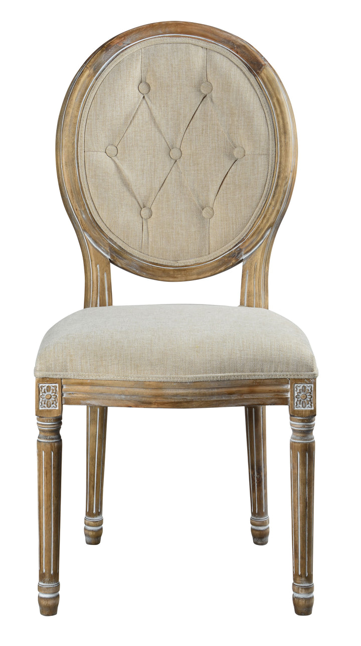 -Meg Tufted Side Chair (French Linen)