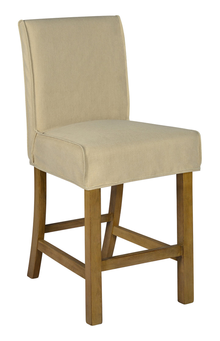 *Short Stool Slip Cover-Washable + Reversible Oatmeal