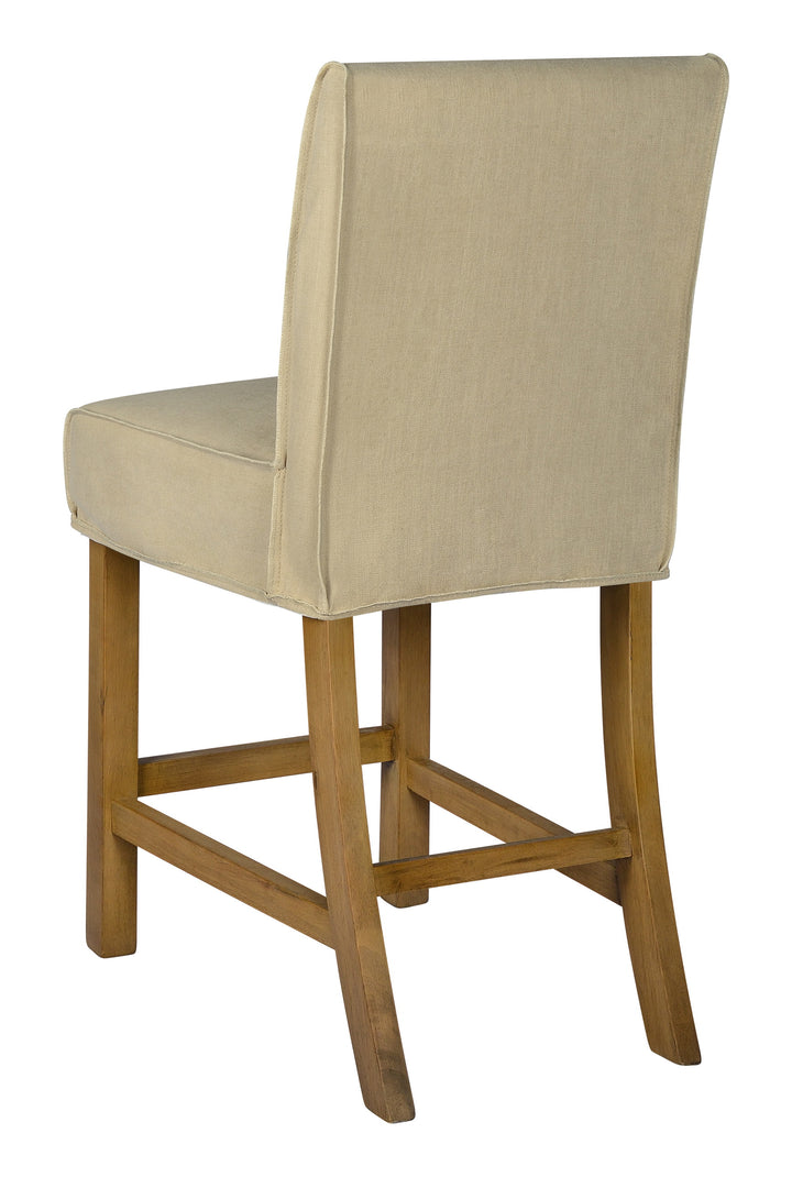 *Short Stool Slip Cover-Washable + Reversible Oatmeal