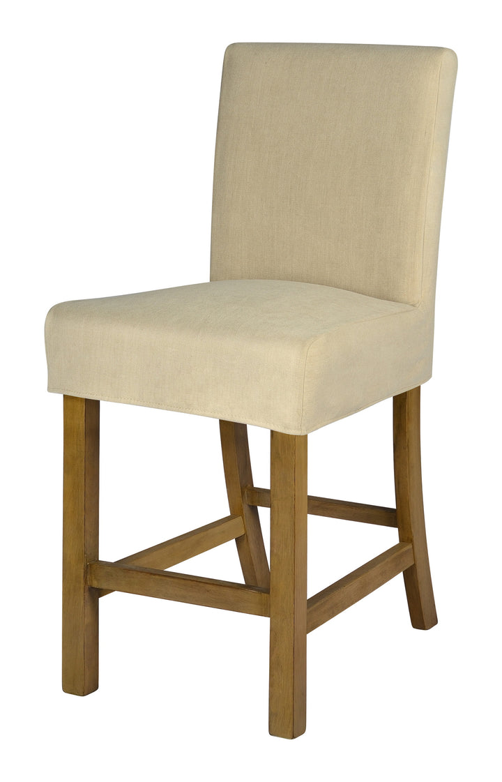 *Short Stool Slip Cover-Washable + Reversible Oatmeal