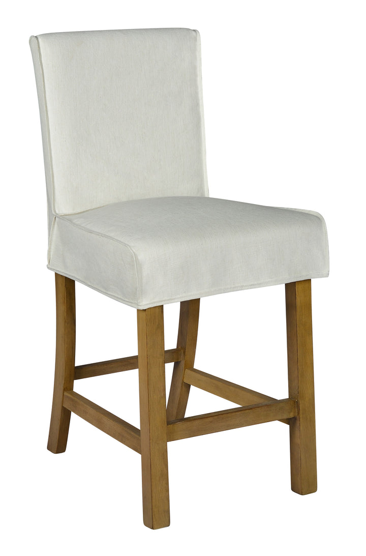 *Short Stool Slip Cover-Washable + Reversible White