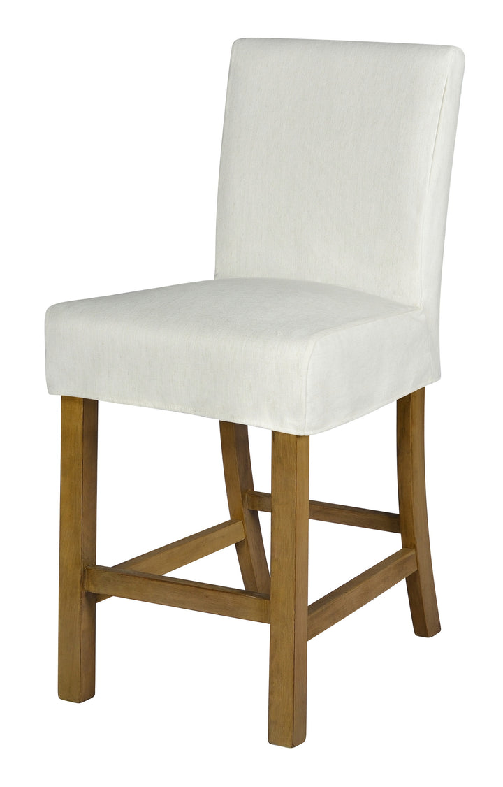 *Short Stool Slip Cover-Washable + Reversible White