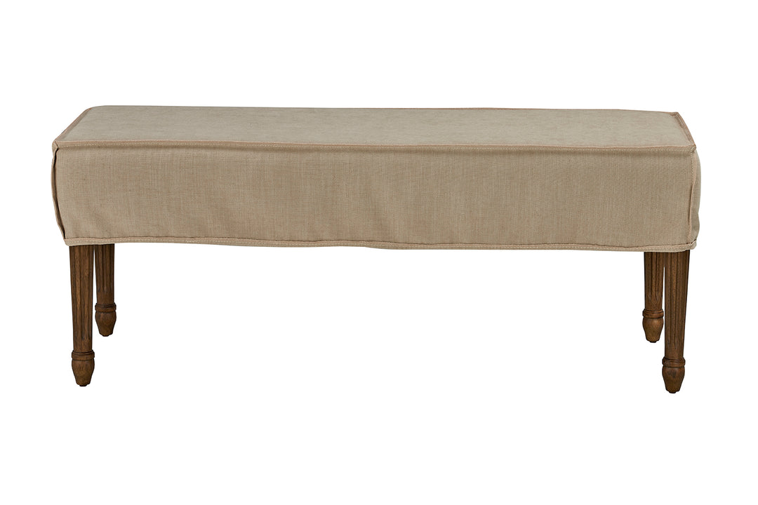 *Bench Slip Cover-Washable + Reversible Oatmeal