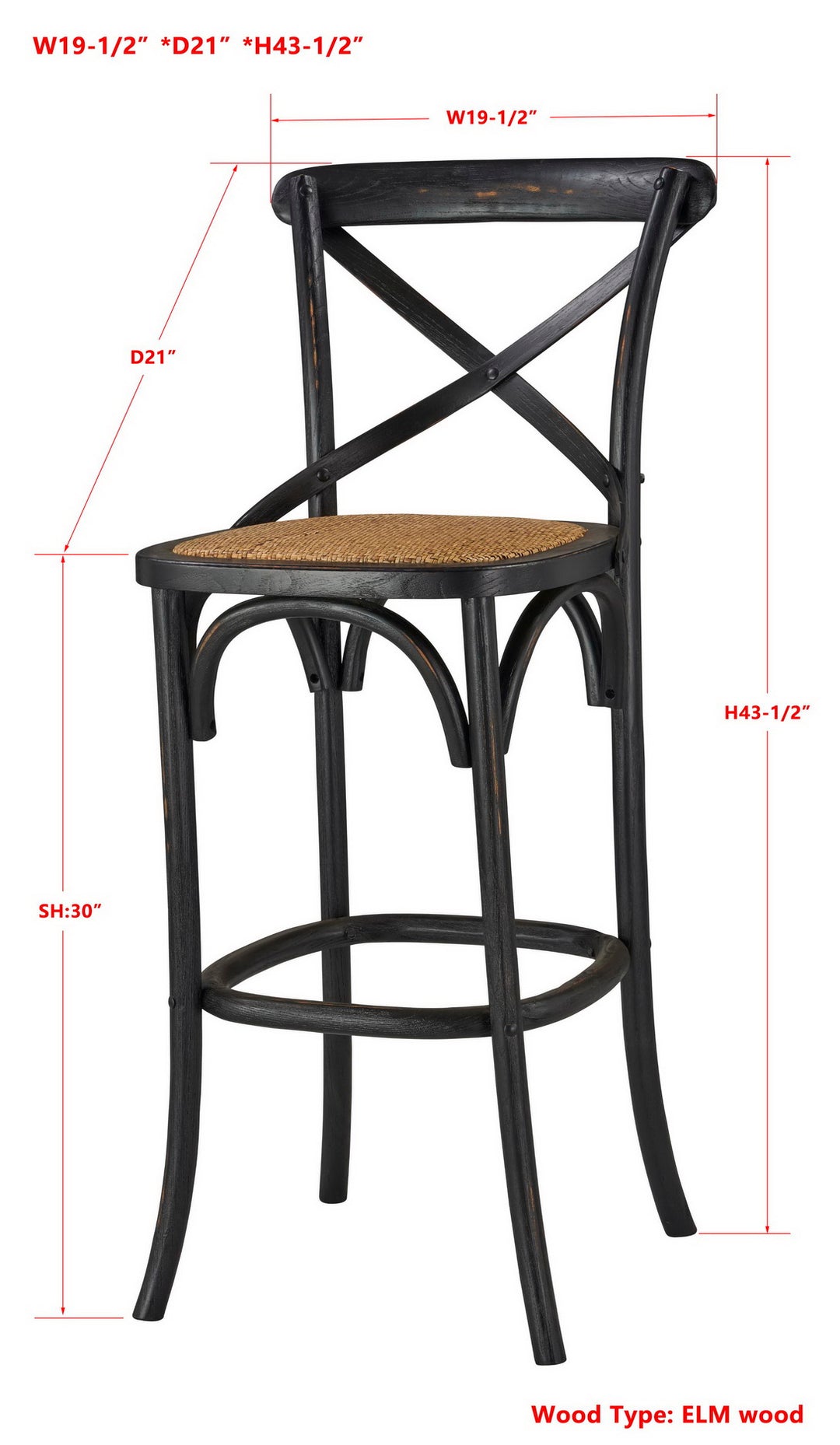 -Bennett X-Back Stool 30''