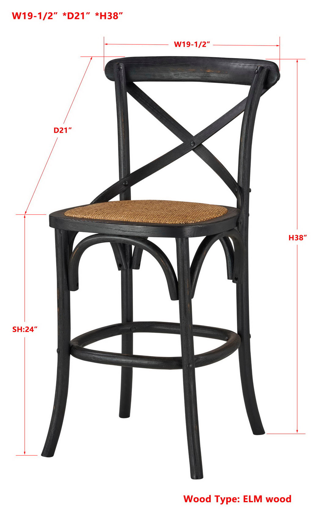 -Bennett X-Back Stool 24''