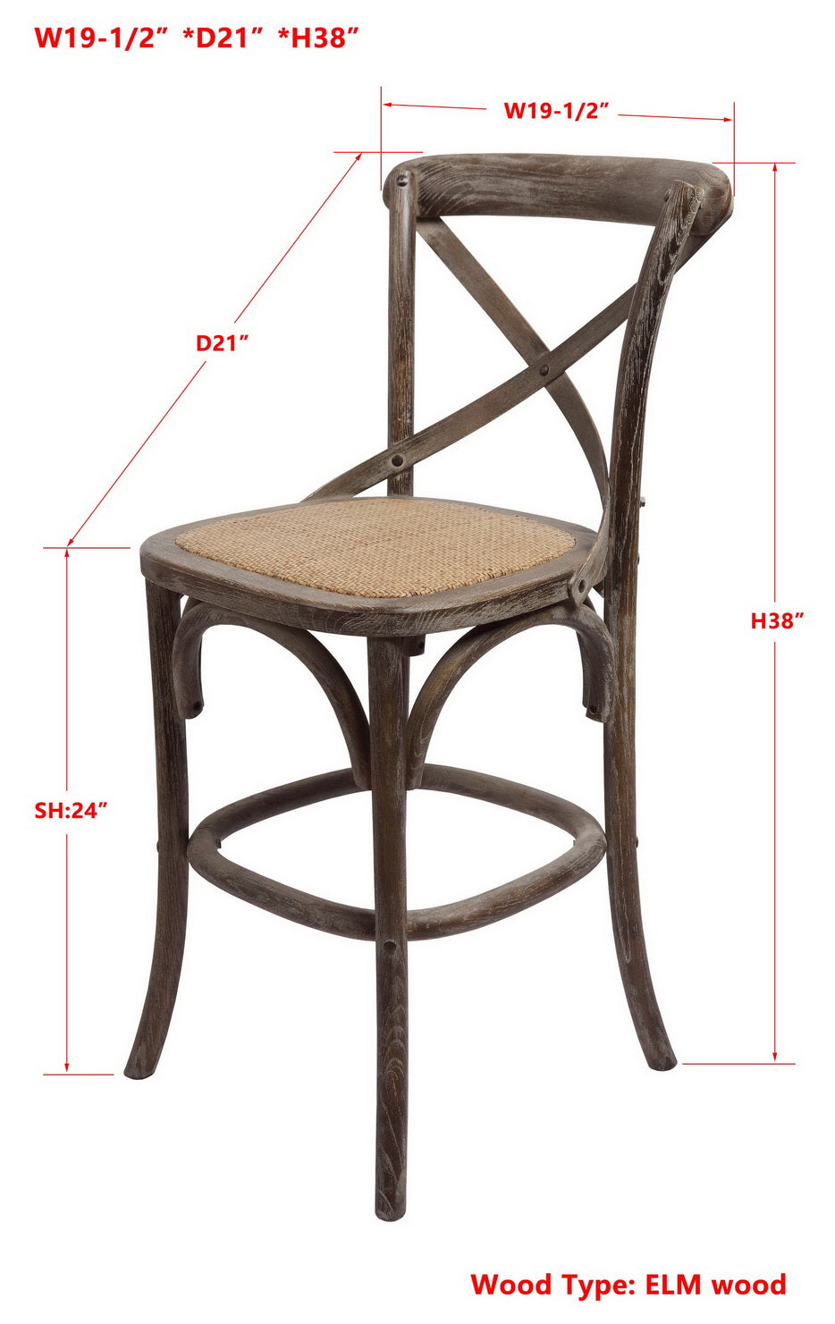 -Bennett X-Back Stool 24''