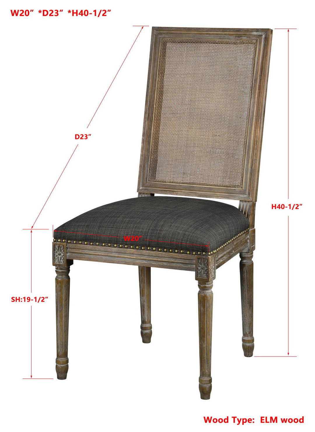 -Square Maxwell Side Chair W/ Cane