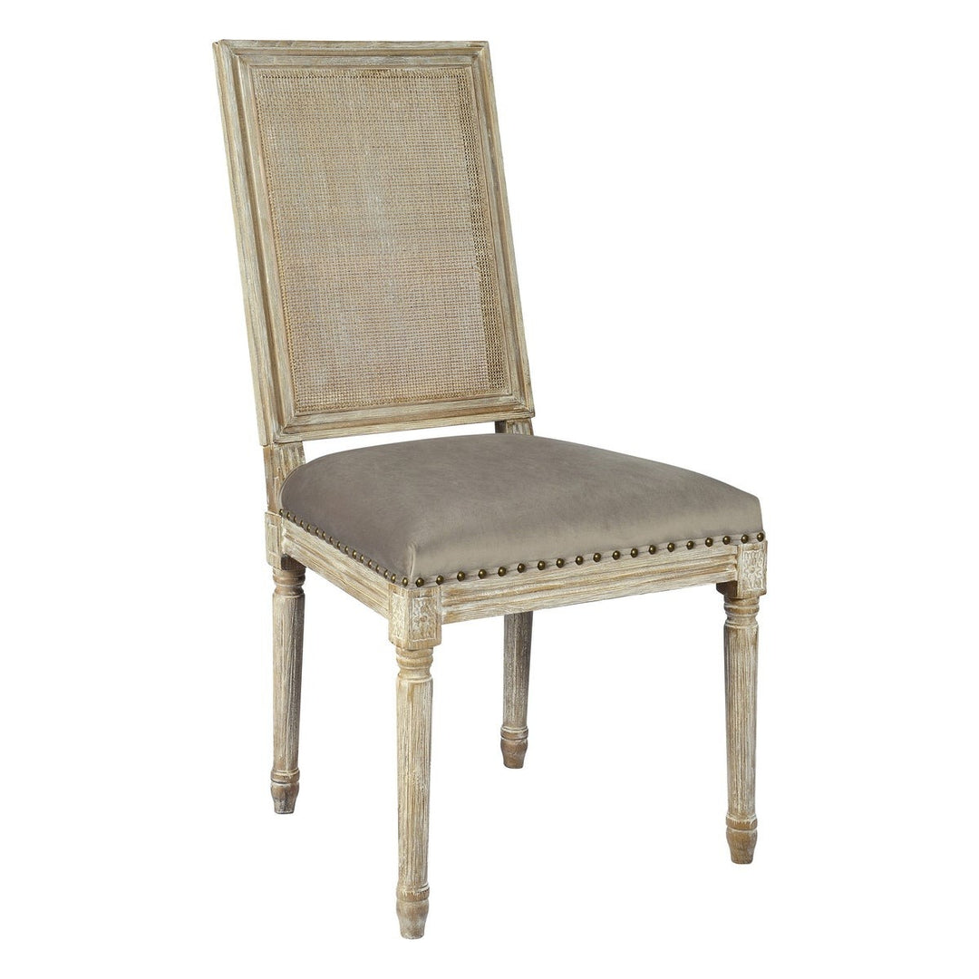 -Square Maxwell Side Chair W/ Cane(Cottage White w/ Chantel Ash)