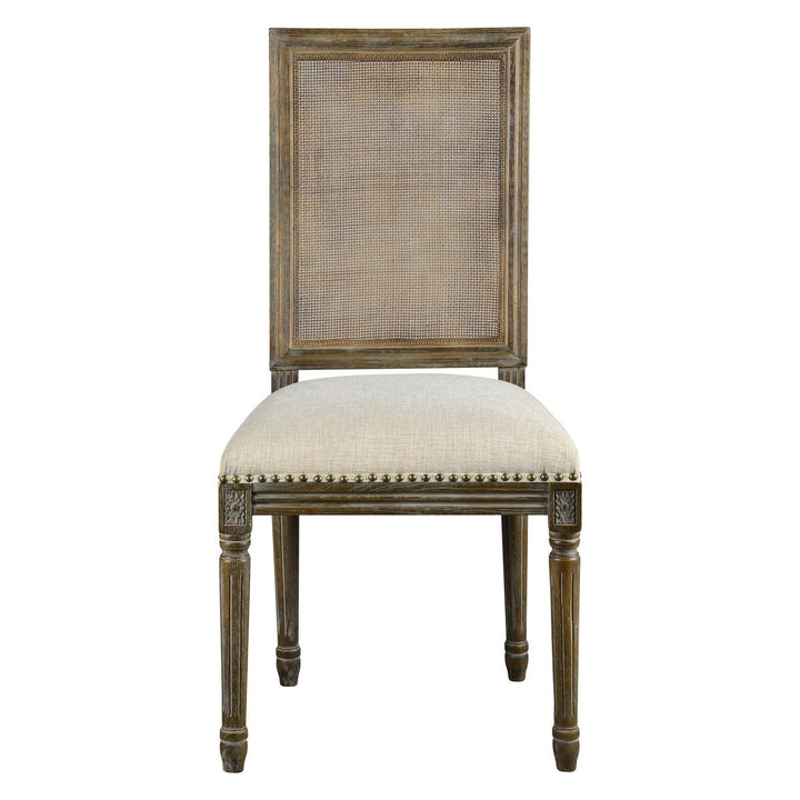 -Square Maxwell Side Chair W/ Cane(French Linen)