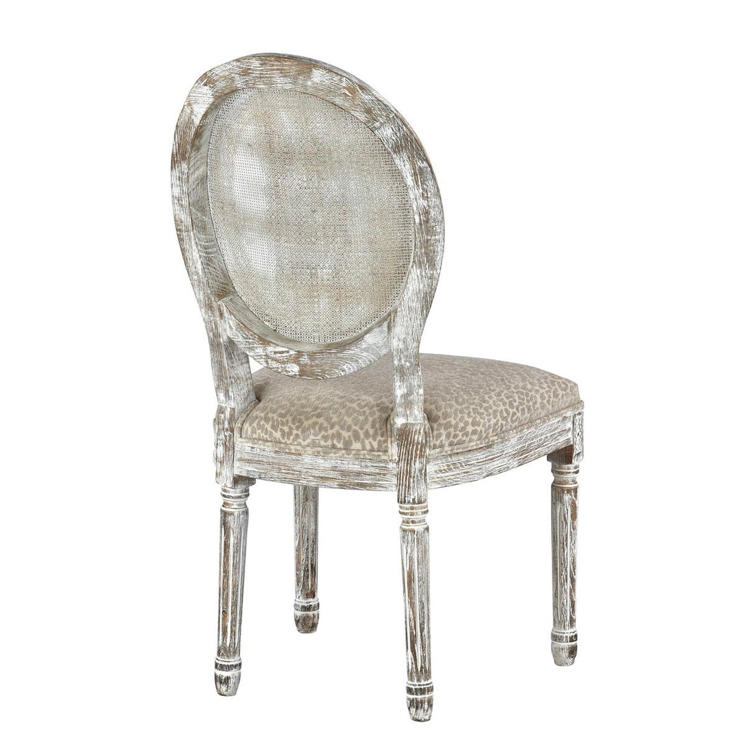 -Round Mesh Back Maxwell Side Chair (Cottage White w/ Snow Leopard)