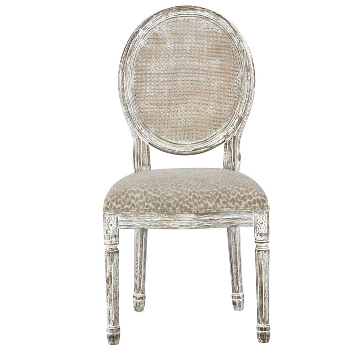 -Round Mesh Back Maxwell Side Chair (Cottage White w/ Snow Leopard)