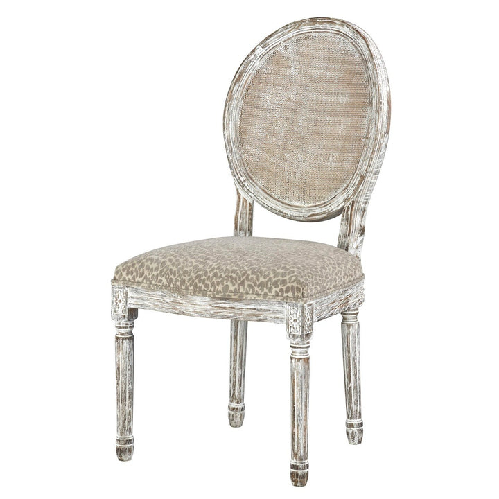 -Round Mesh Back Maxwell Side Chair (Cottage White w/ Snow Leopard)