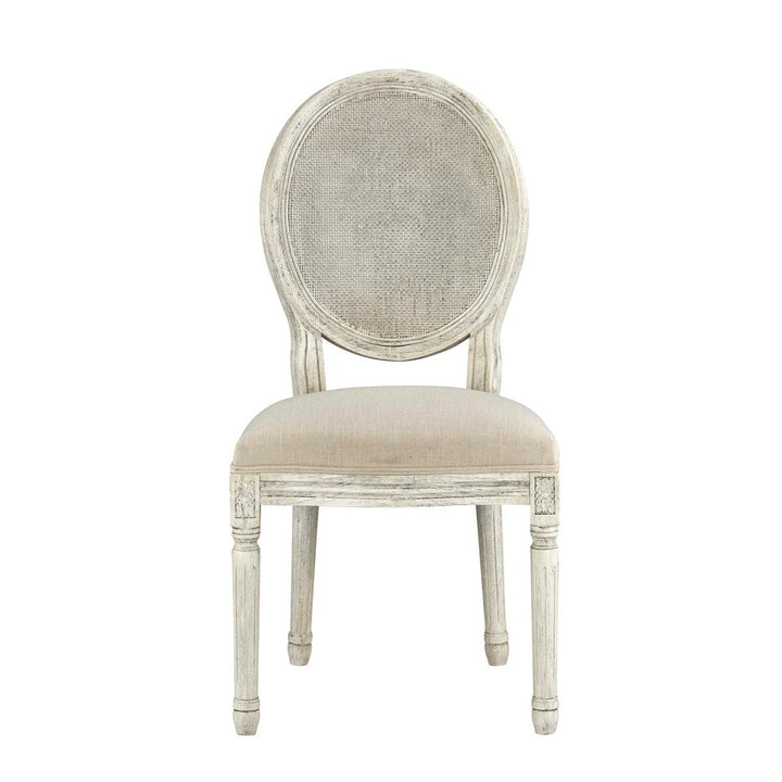 -Round Mesh Back Maxwell Cottage White Side Chair (Putty)