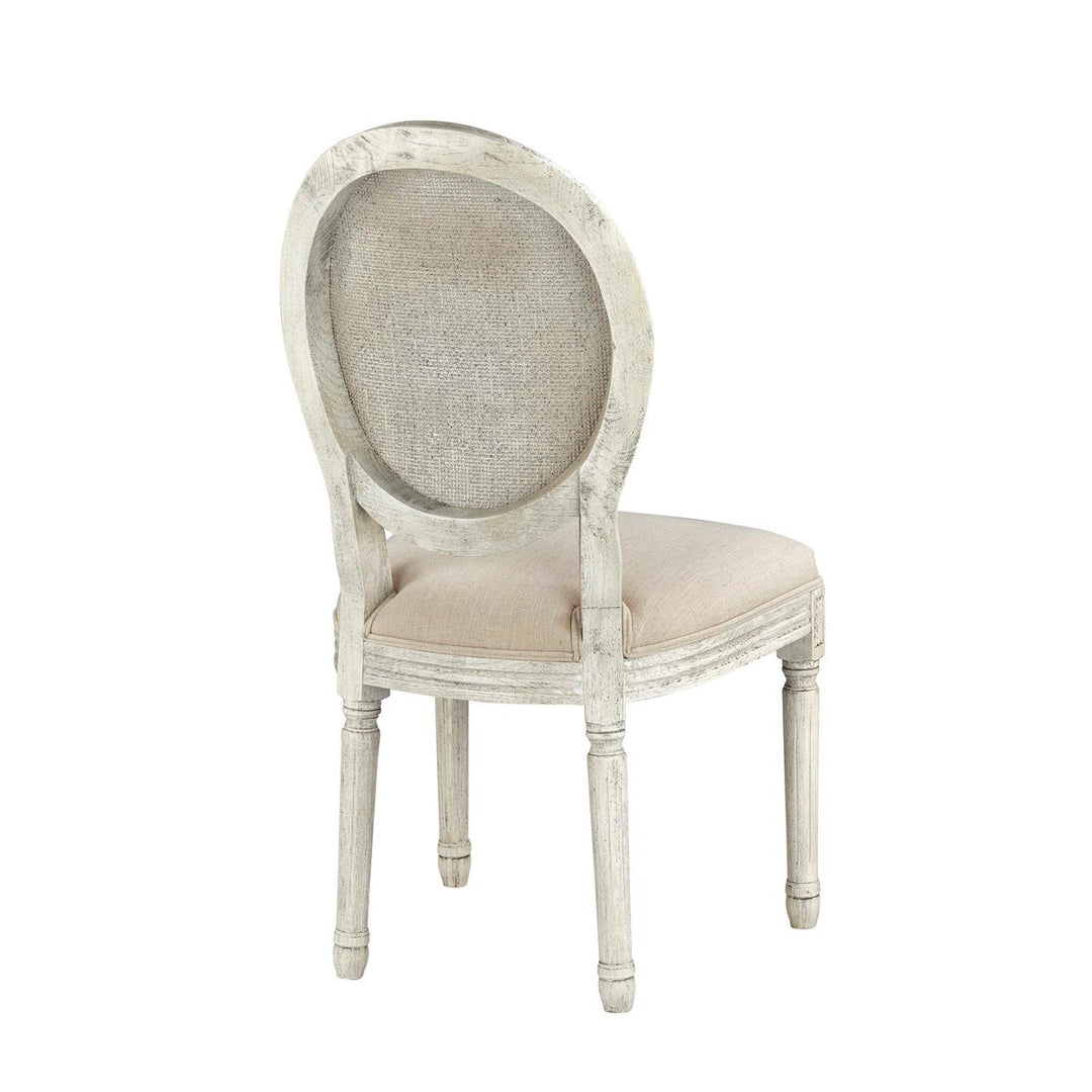 -Round Mesh Back Maxwell Cottage White Side Chair (Putty)