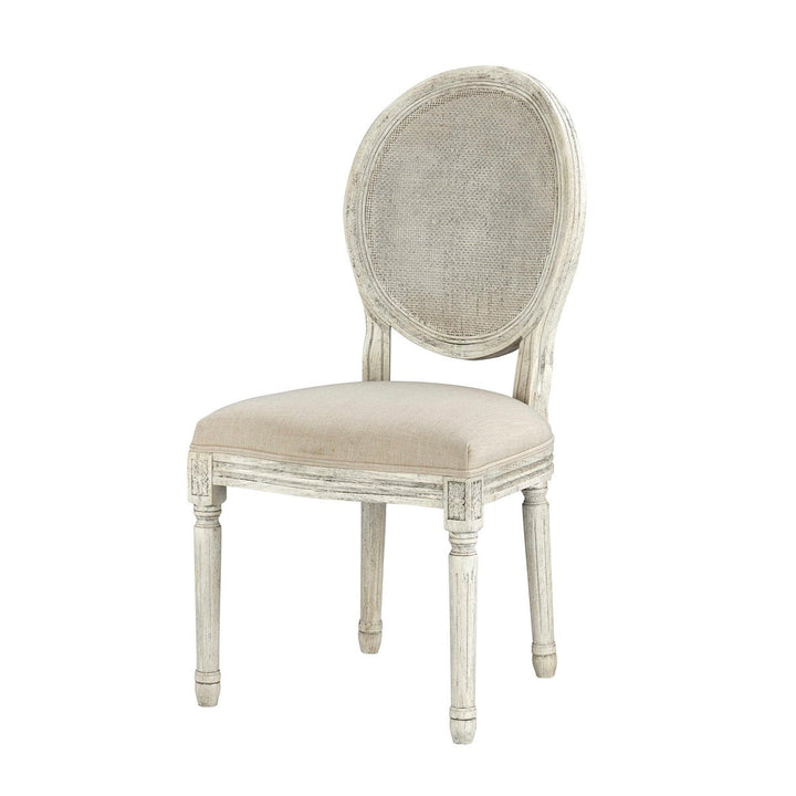 -Round Mesh Back Maxwell Cottage White Side Chair (Putty)