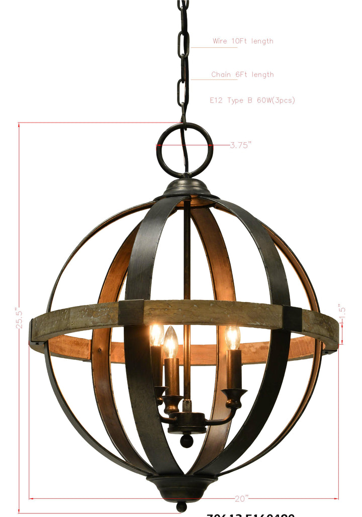 Bryant 3-Lt Chandelier